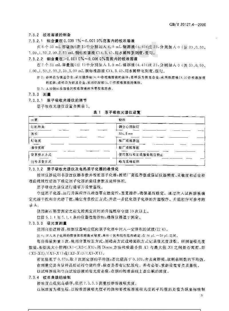 GB/T 20127.4-2006 钢铁及合金 痕量素的测定 第4部分：石墨炉原子吸收光谱法测定铜含量