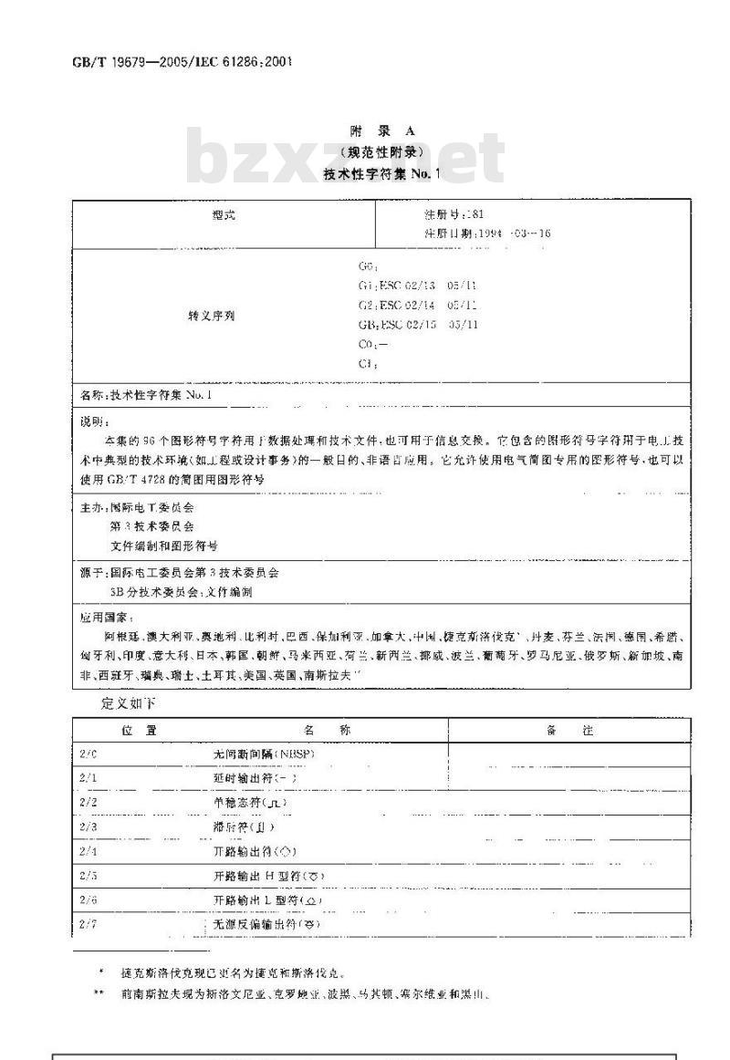 GB/T 19679-2005 信息技术--用于电工技术文件起草和信息交换的编码图形字符集