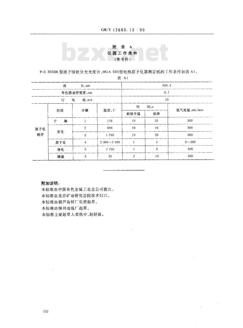 GB/T 12689.13-1990 锌及锌合金化学分析方法 电热原子吸收光谱法测定铝量