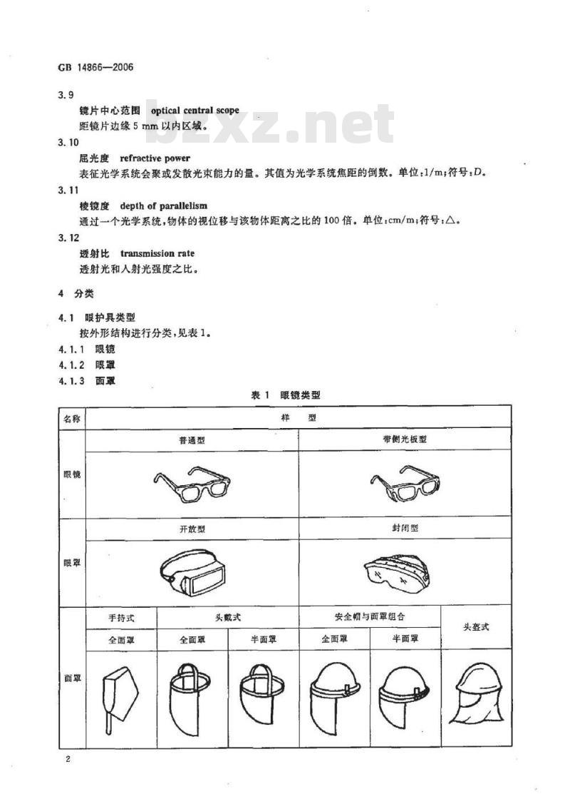 GB 14866-2006 个人用眼护具技术要求