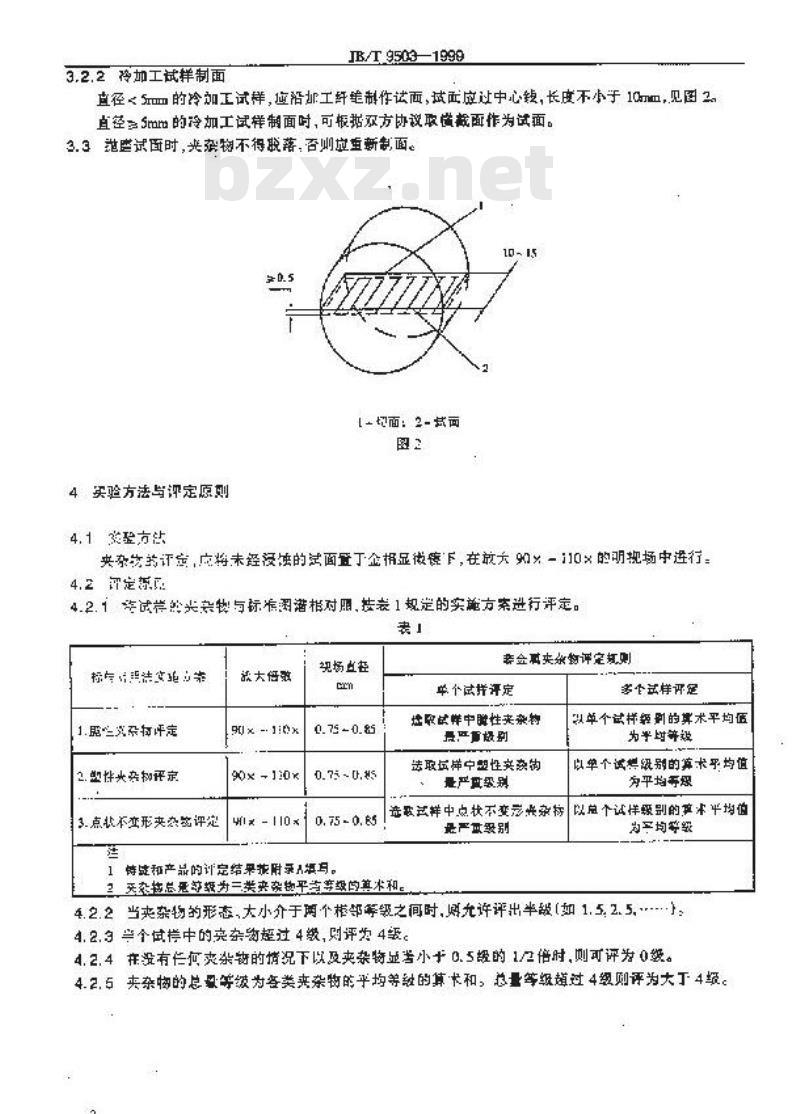 JB/T 9503-1999 仪表轴尖用钴基合金夹杂物的评定方法与等级