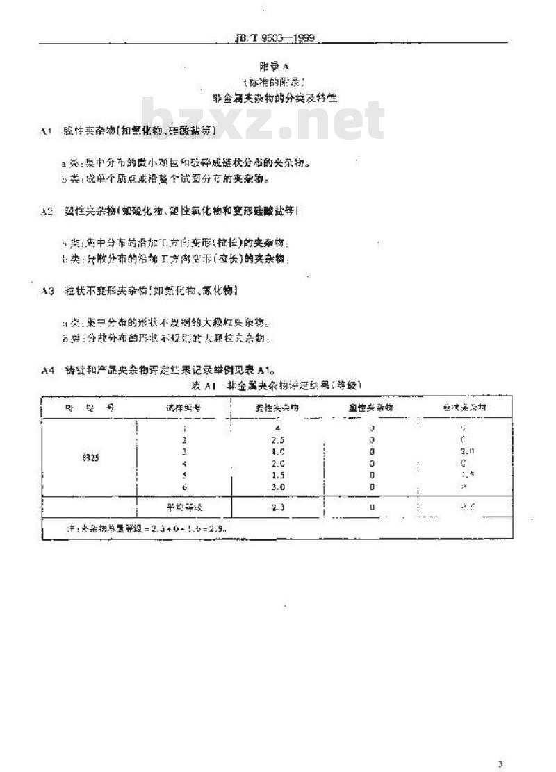 JB/T 9503-1999 仪表轴尖用钴基合金夹杂物的评定方法与等级
