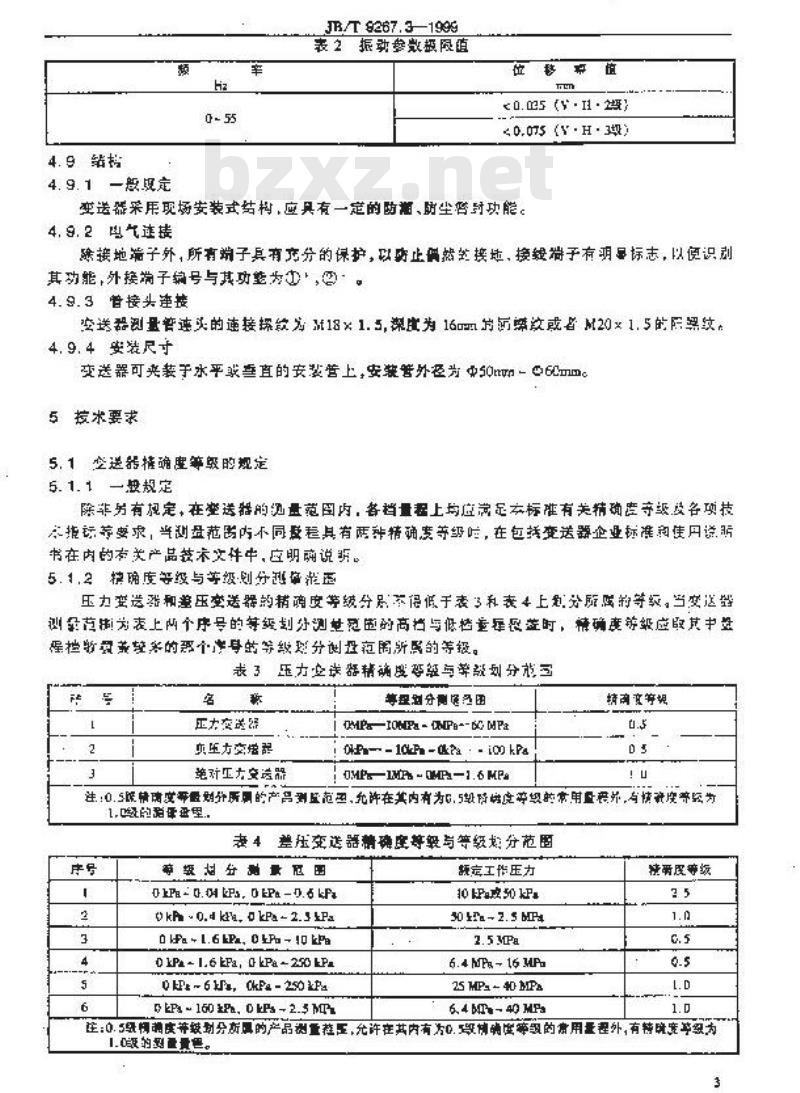 JB/T 9267.3-1999 DDZ-Ⅲ系列电动单组合仪表 力平衡式变送器