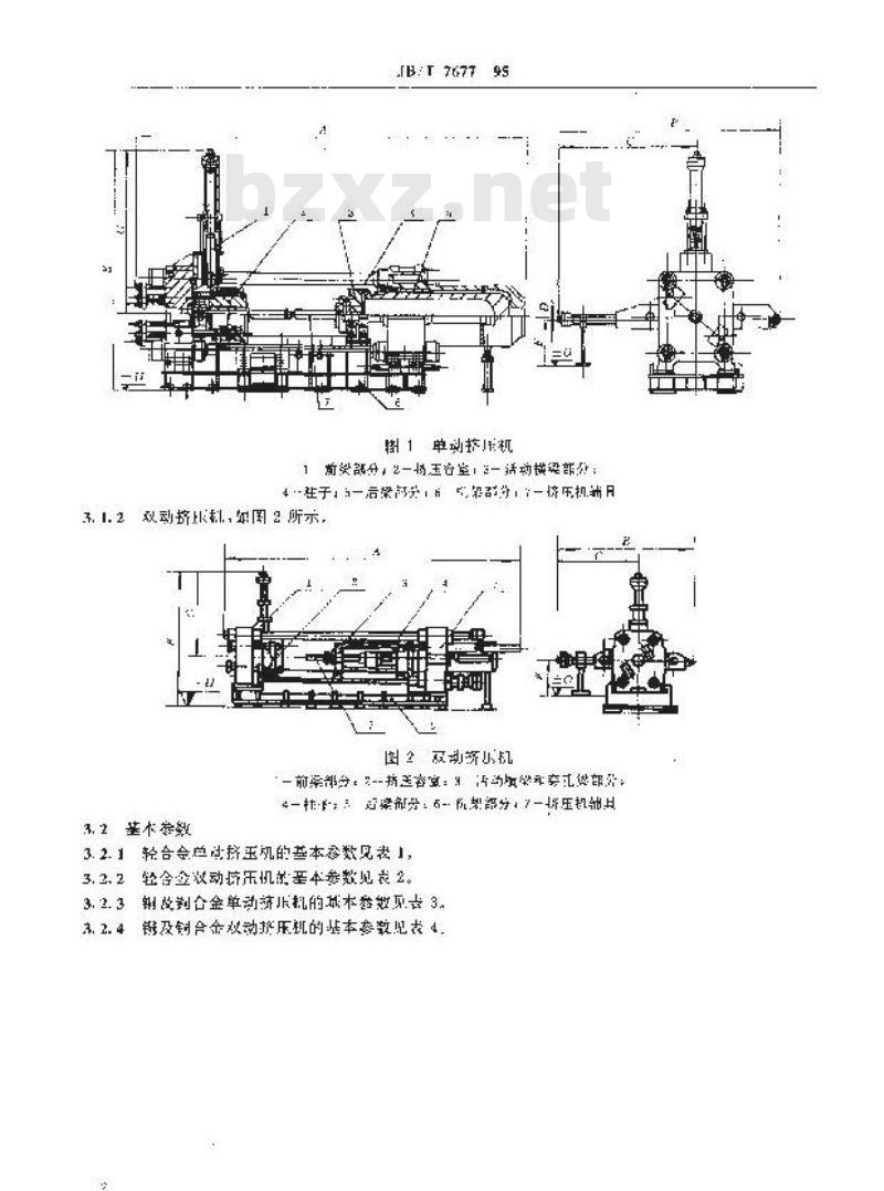 JB/T 7677-1995 有色金属卧式挤压机