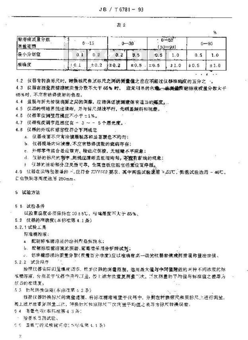 JB/T 6781-1993 手持式糖量计
