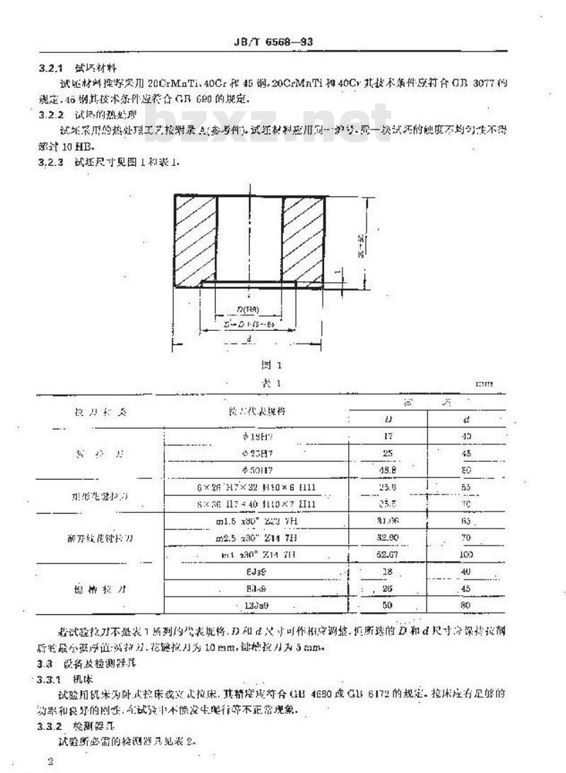 JB/T 6568-1993 拉刀切削性能综合评定方法