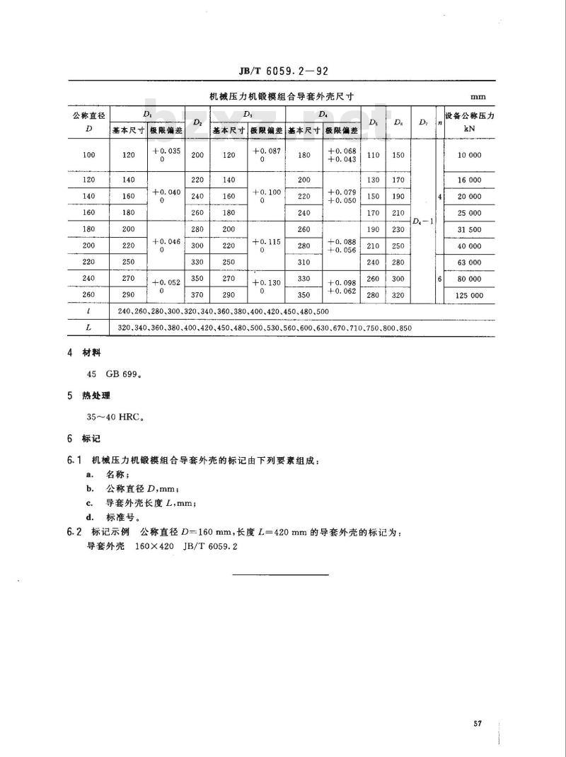 JB/T 6059.2-1992 机械压力机锻模 组合导套外壳