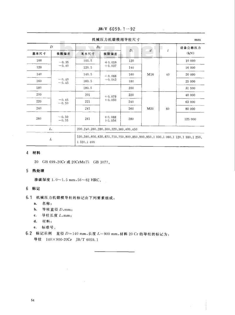 JB/T 6059.1-1992 机械压力机锻模 导柱