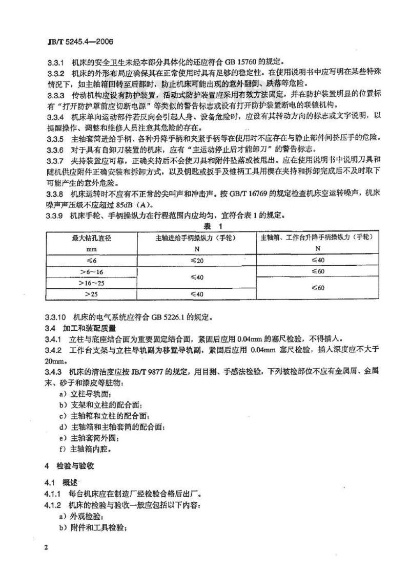 JB/T 5245.4-2006 台式钻床 第4部分：技术条件