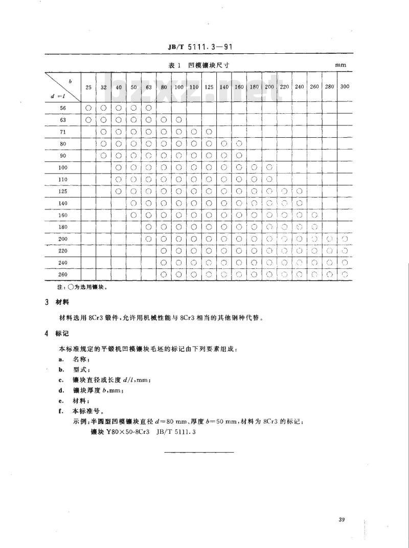 JB/T 5111.3-1991 平锻机凹模镶块毛坯 结构与尺寸