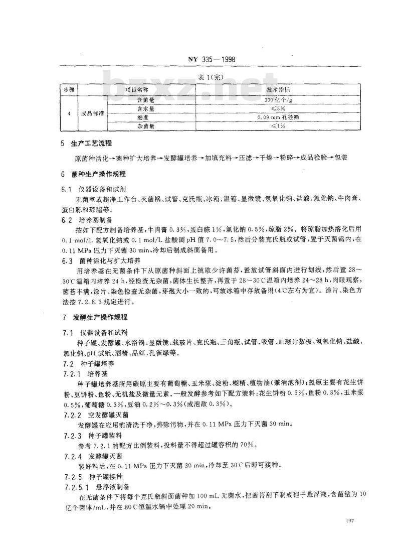 NY 335-1998 增产菌生产工艺流程