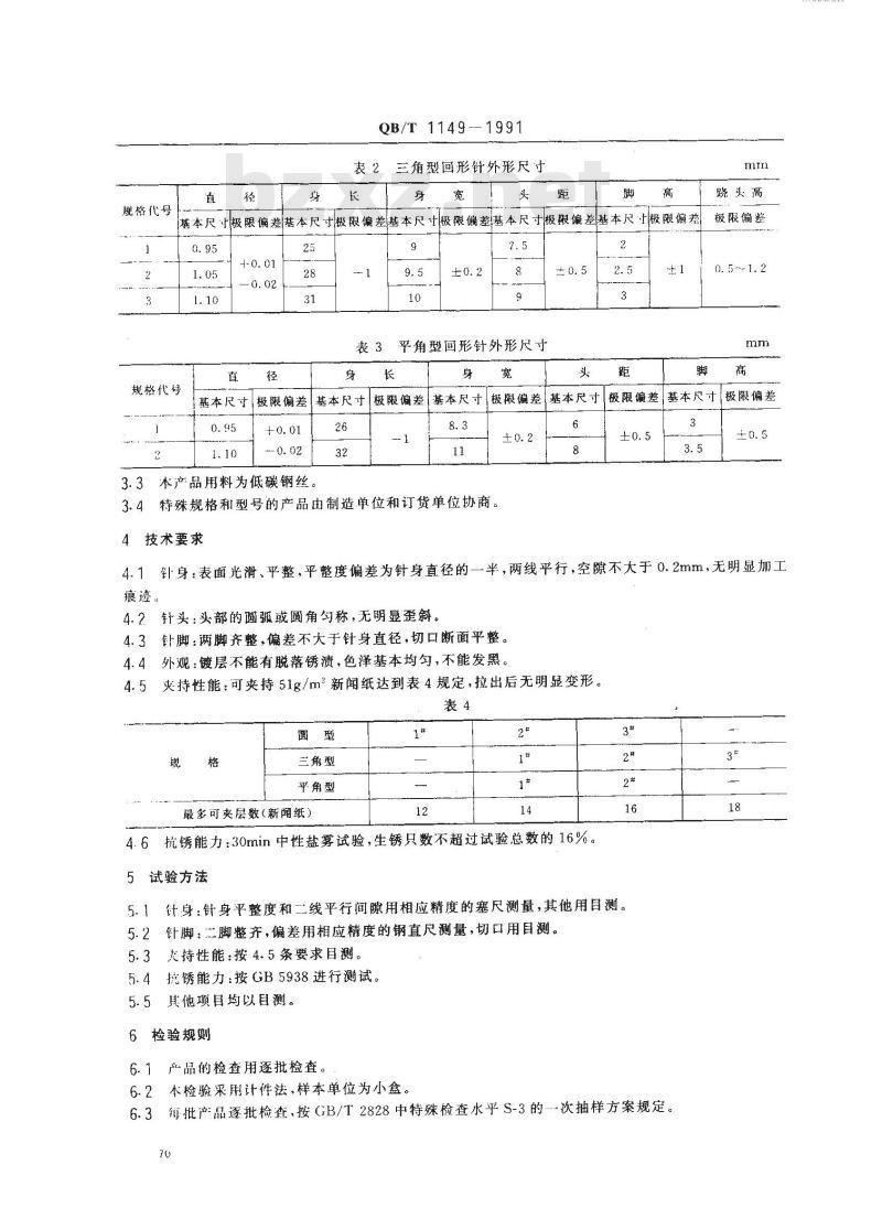QB/T 1149-1991 回形针