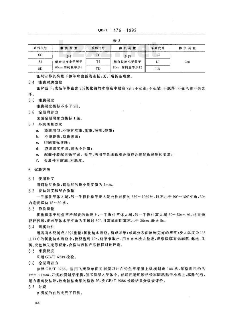 QB/T 1476-1992 玻璃钢钓鱼竿