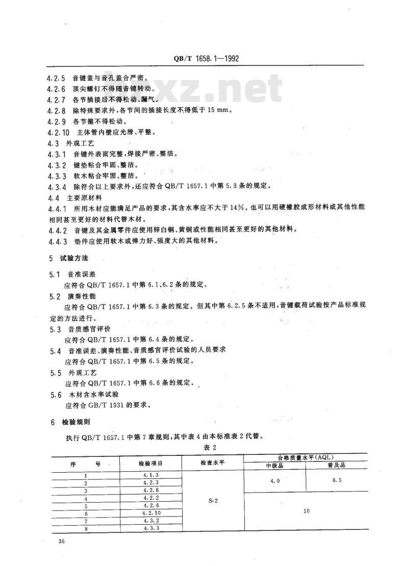 QB 1658.1-1992 水管气鸣乐器通用技术条件