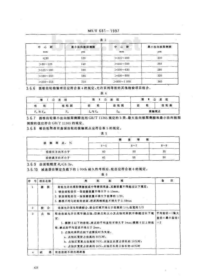 MT/T 681-1997 煤矿用带式输送机减速器 技术条件