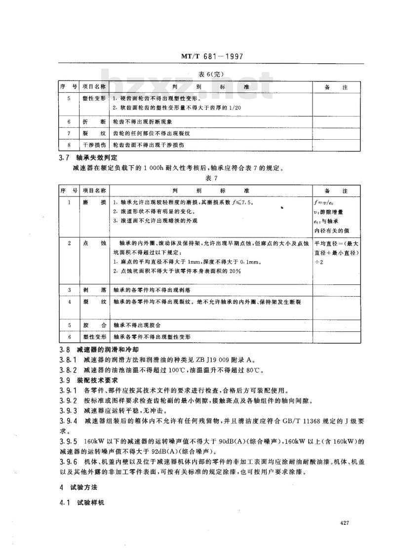 MT/T 681-1997 煤矿用带式输送机减速器 技术条件