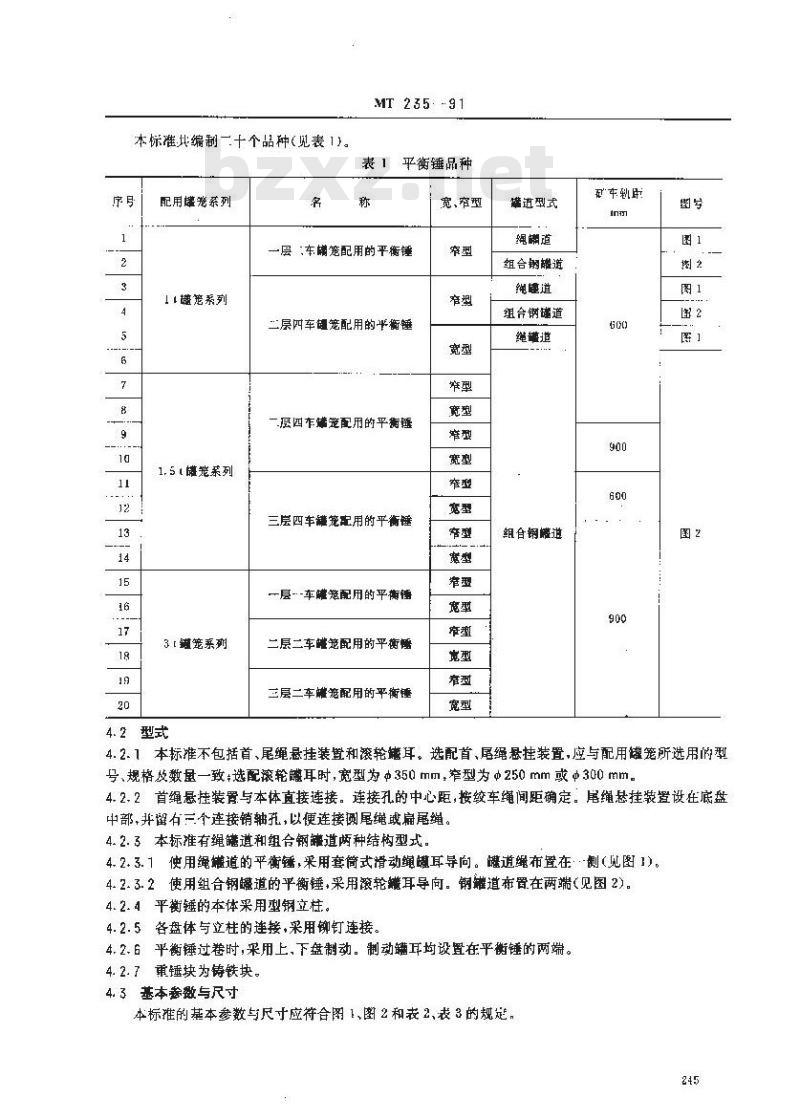 MT 235-1991 立井多绳罐笼 平衡锤