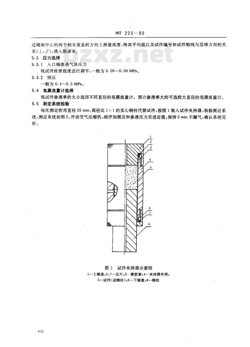 MT 223-1990 煤和岩石渗透率测定方法