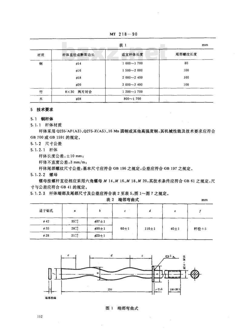 MT 218-1990 水泥锚杆杆体