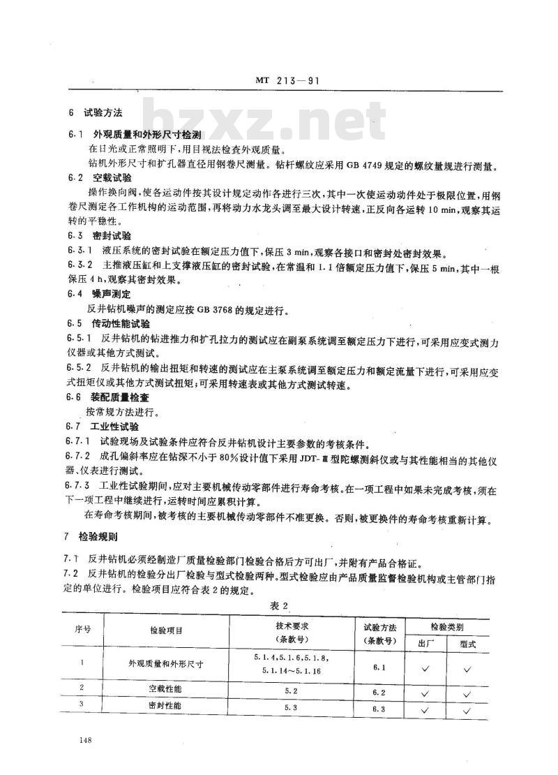 MT 213-1991 煤矿用反井钻机通用技术条件