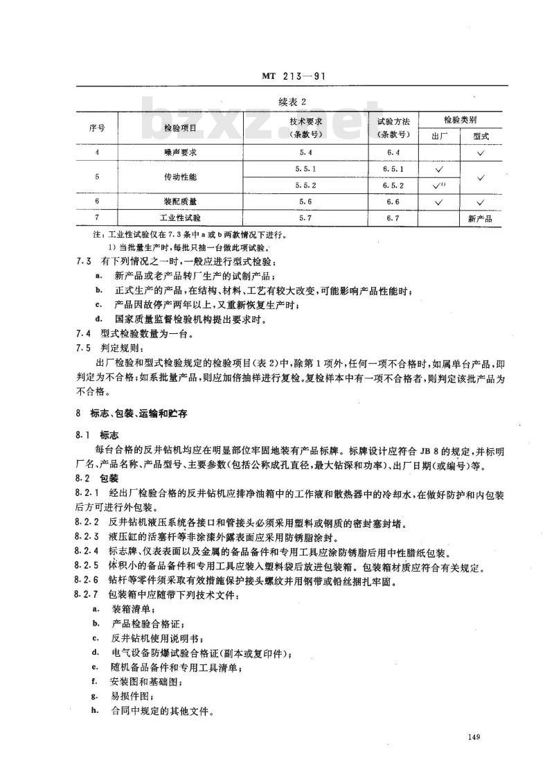MT 213-1991 煤矿用反井钻机通用技术条件