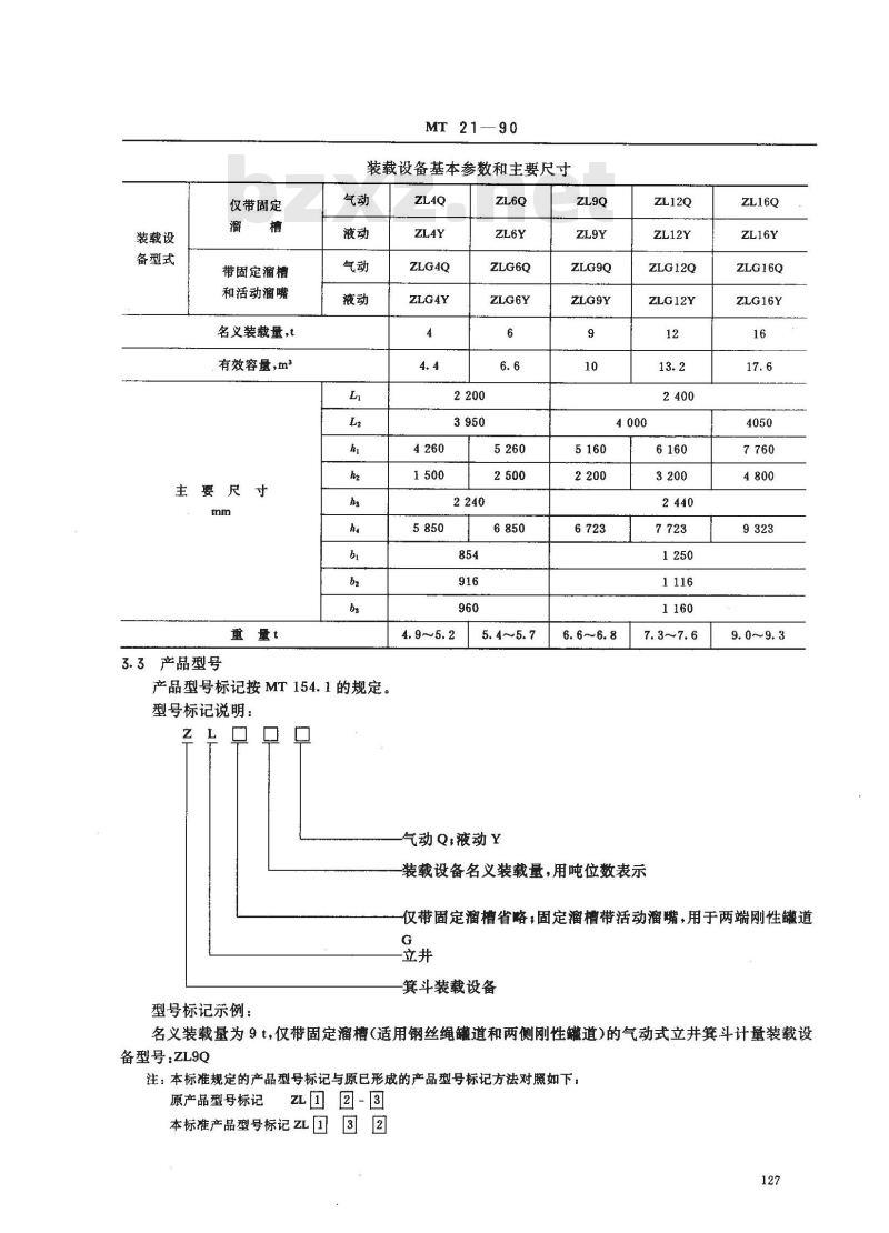 MT 21-1990 立井箕斗计量装载设备