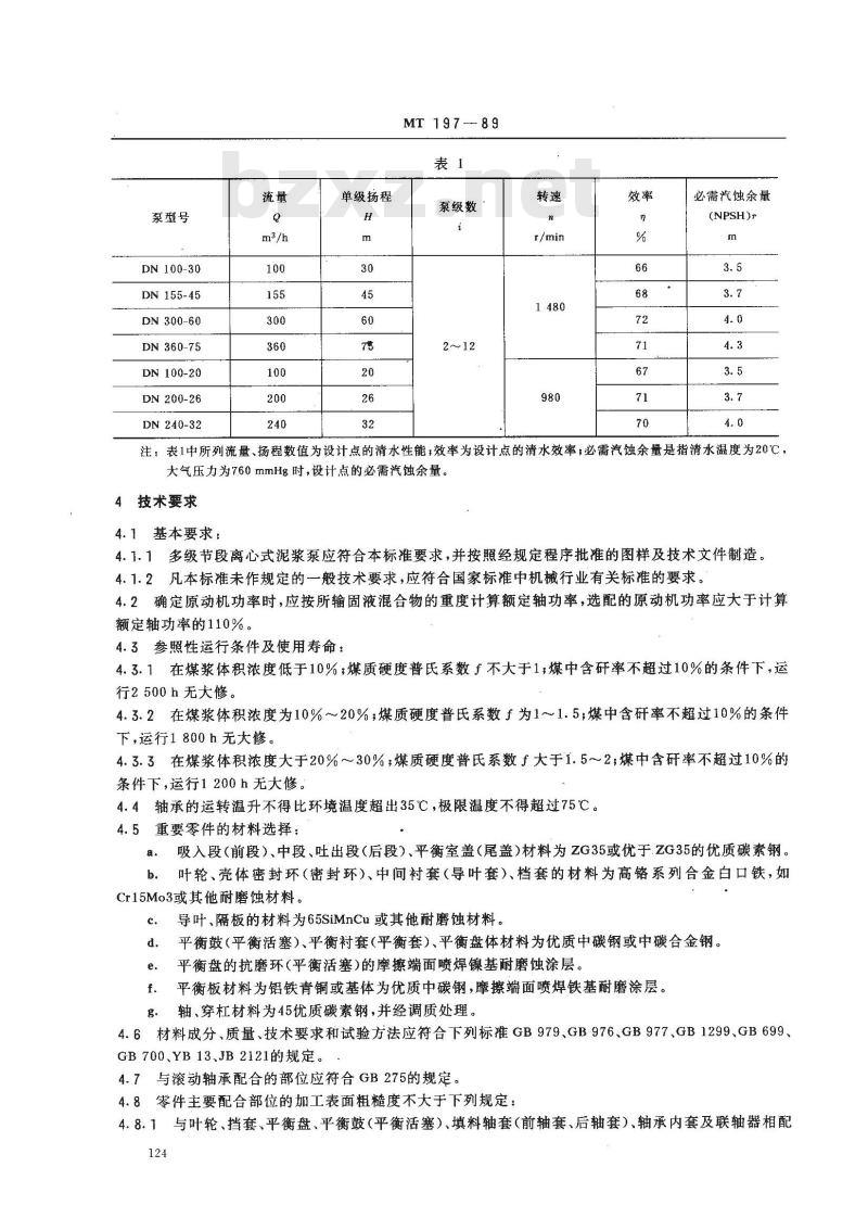 MT 197-1989 多级节段离心式泥浆泵