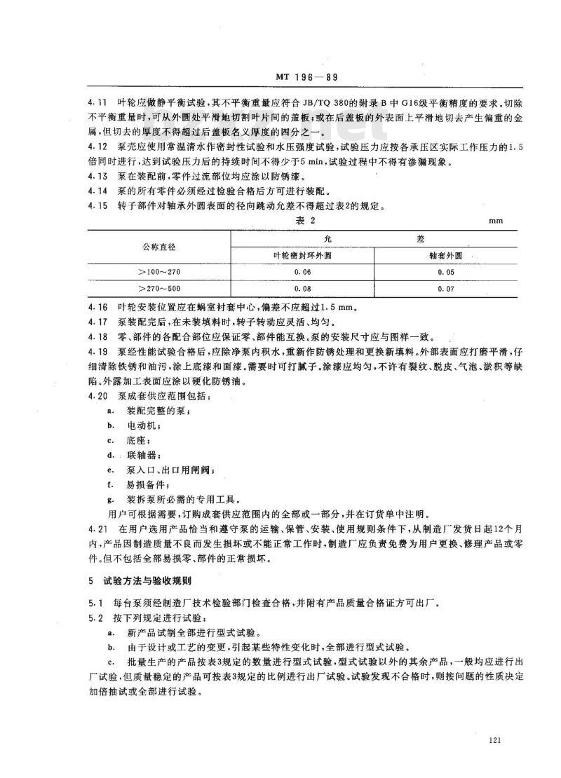 MT 196-1989 煤水泵