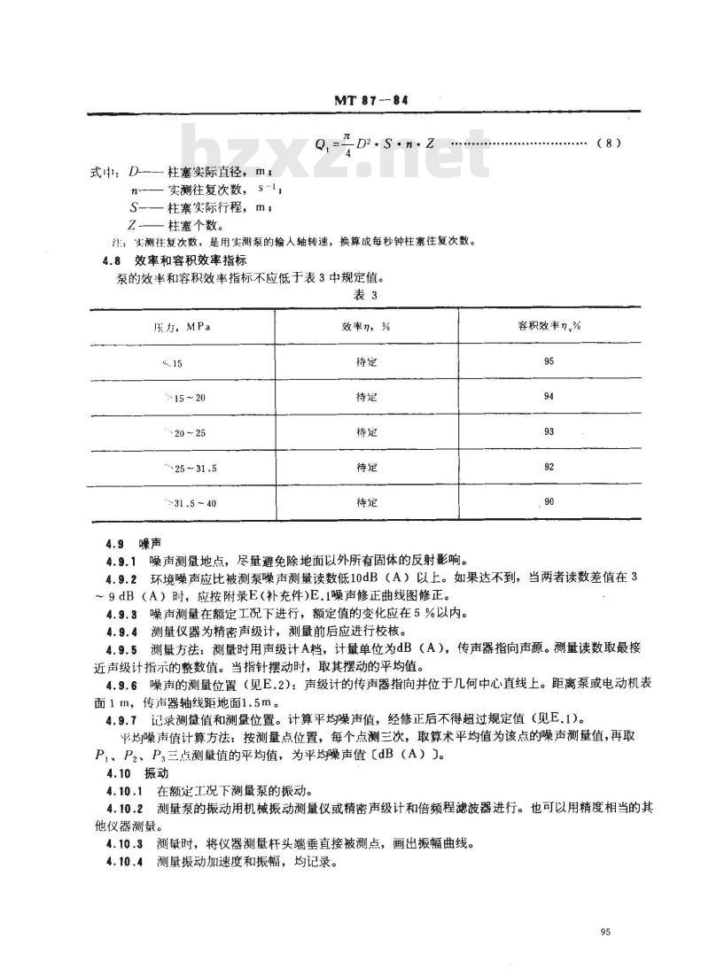 MT 87-1984 煤矿用乳化液泵试验规范