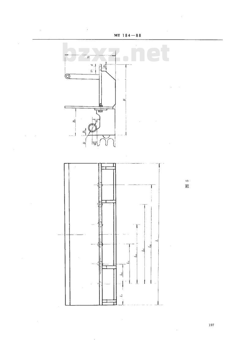 MT 184-1988 工作面用刮板输送机档板型式、基本参数和尺寸