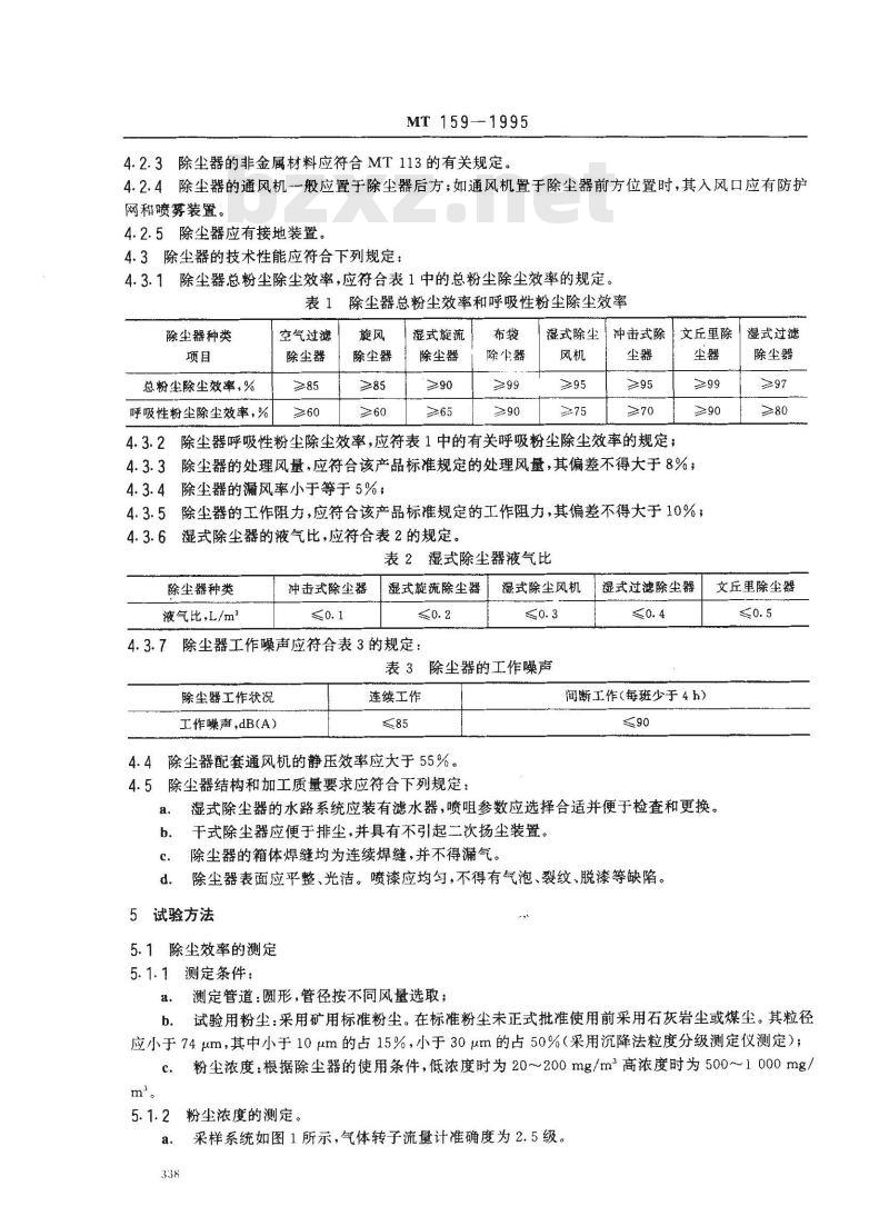 MT 159-1995 矿用除尘器