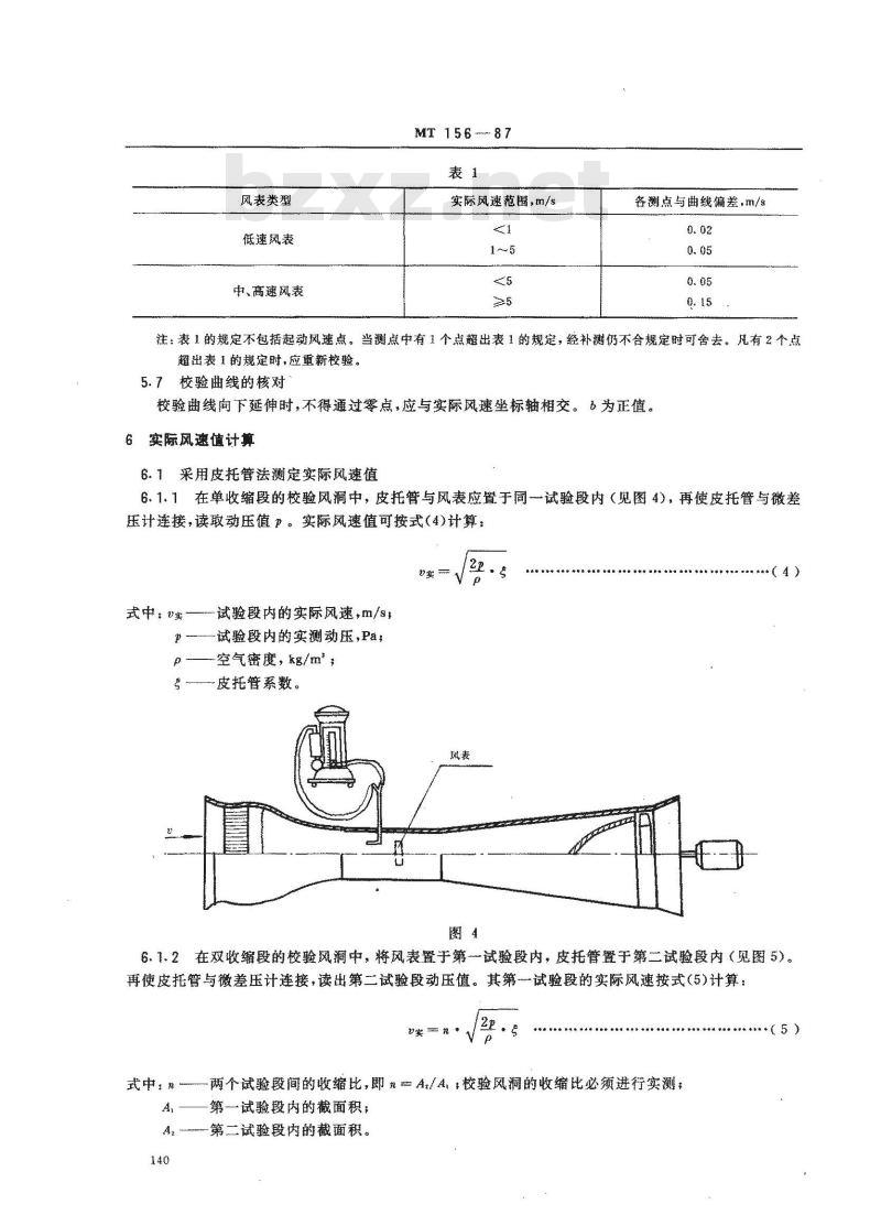 MT 156-1987 矿用风速表检验规程