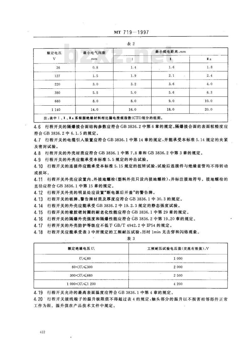 MT 719-1997 煤矿用隔爆型行程开关