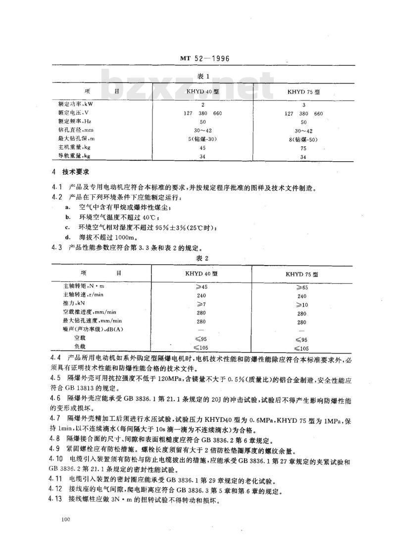 MT 52-1996 煤矿用岩石电钻