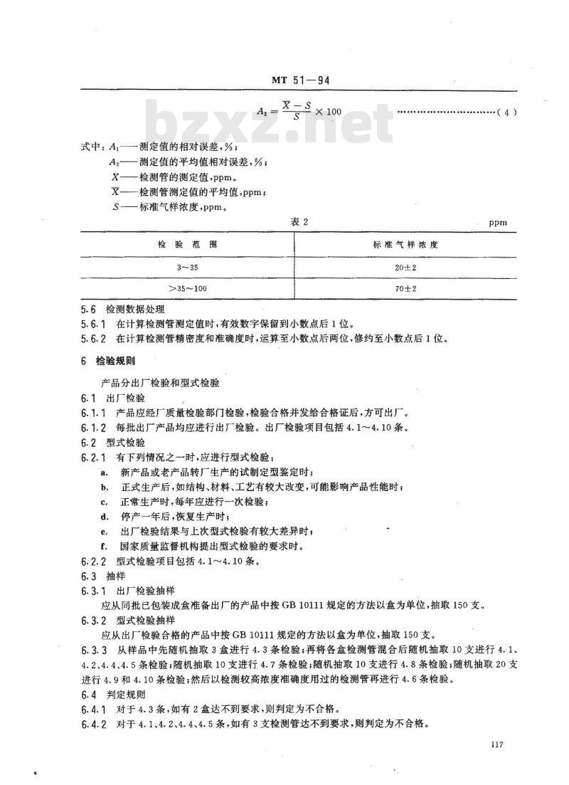 MT 51-1994 硫化氢检测管