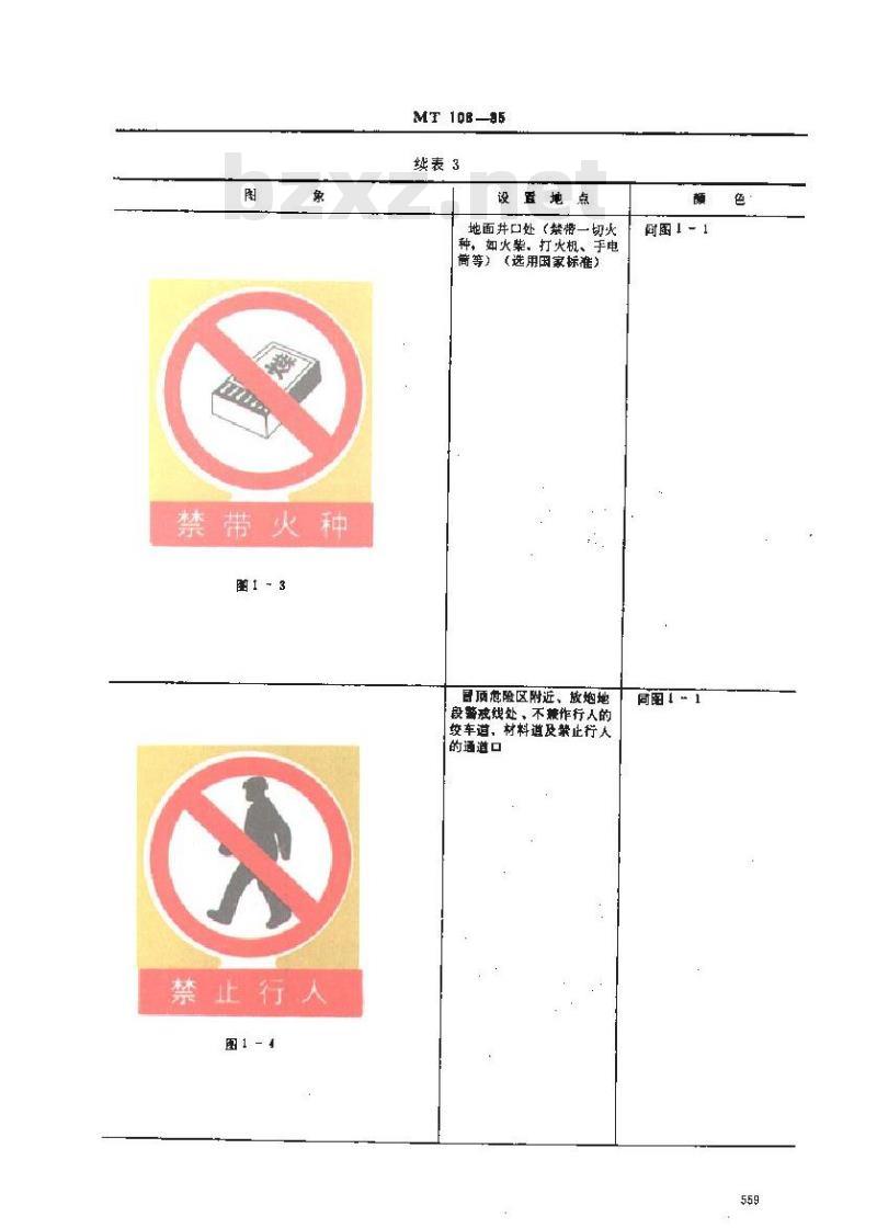 MT 108-1985 煤矿井下安全标志