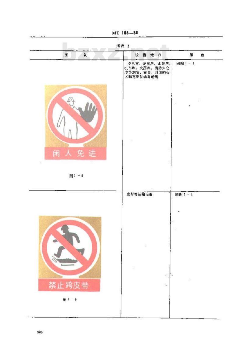 MT 108-1985 煤矿井下安全标志