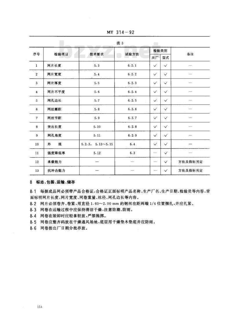 MT 314-1992 煤矿假顶用菱形金属网