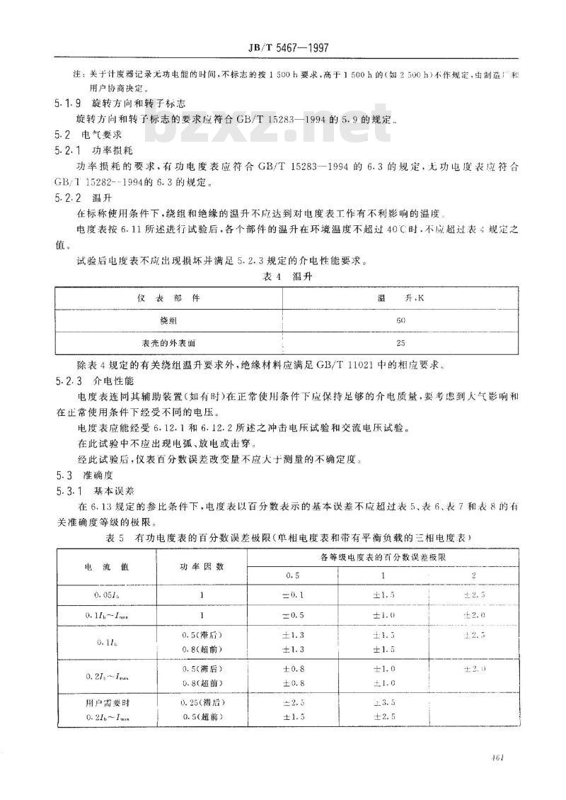 JB/T 5467-1997 交流有功和无功电度表