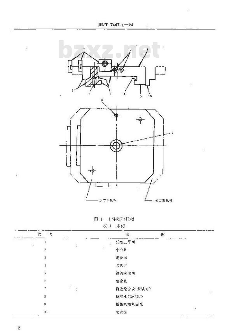 JB/T 7447.1-1994 机床通用部件 名义尺寸至800mm的工件随行托板