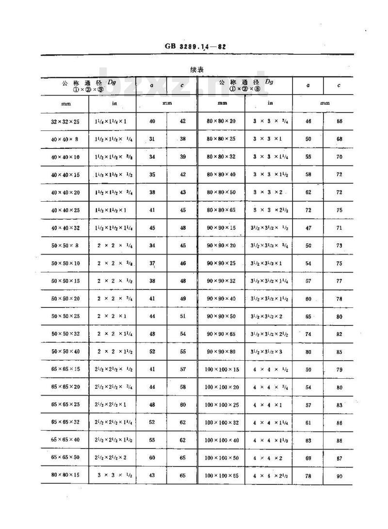GB/T 3289.14-1982 可锻铸铁管路连接件型式尺寸 中小异径三通