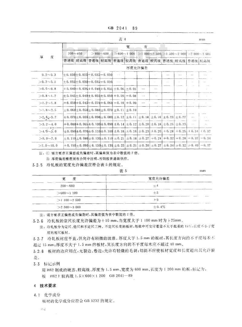 GB/T 2041-1989 黄铜板
