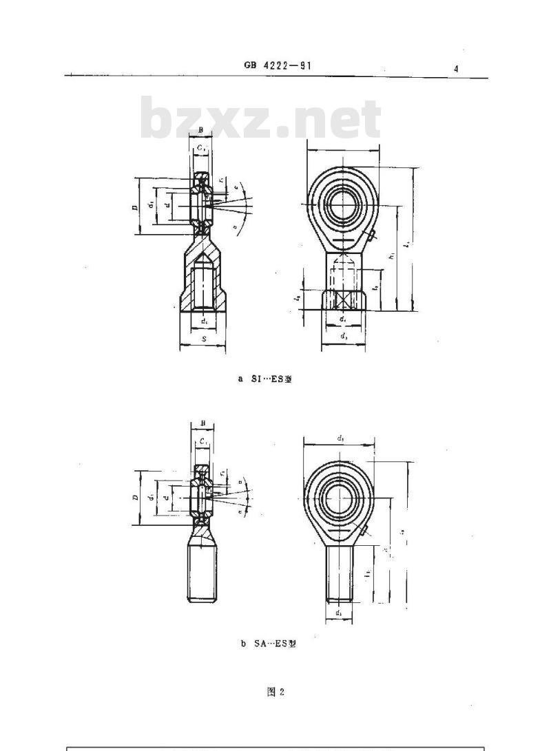 GB/T 4222-1991 杆端关节轴承 外形尺寸和公差