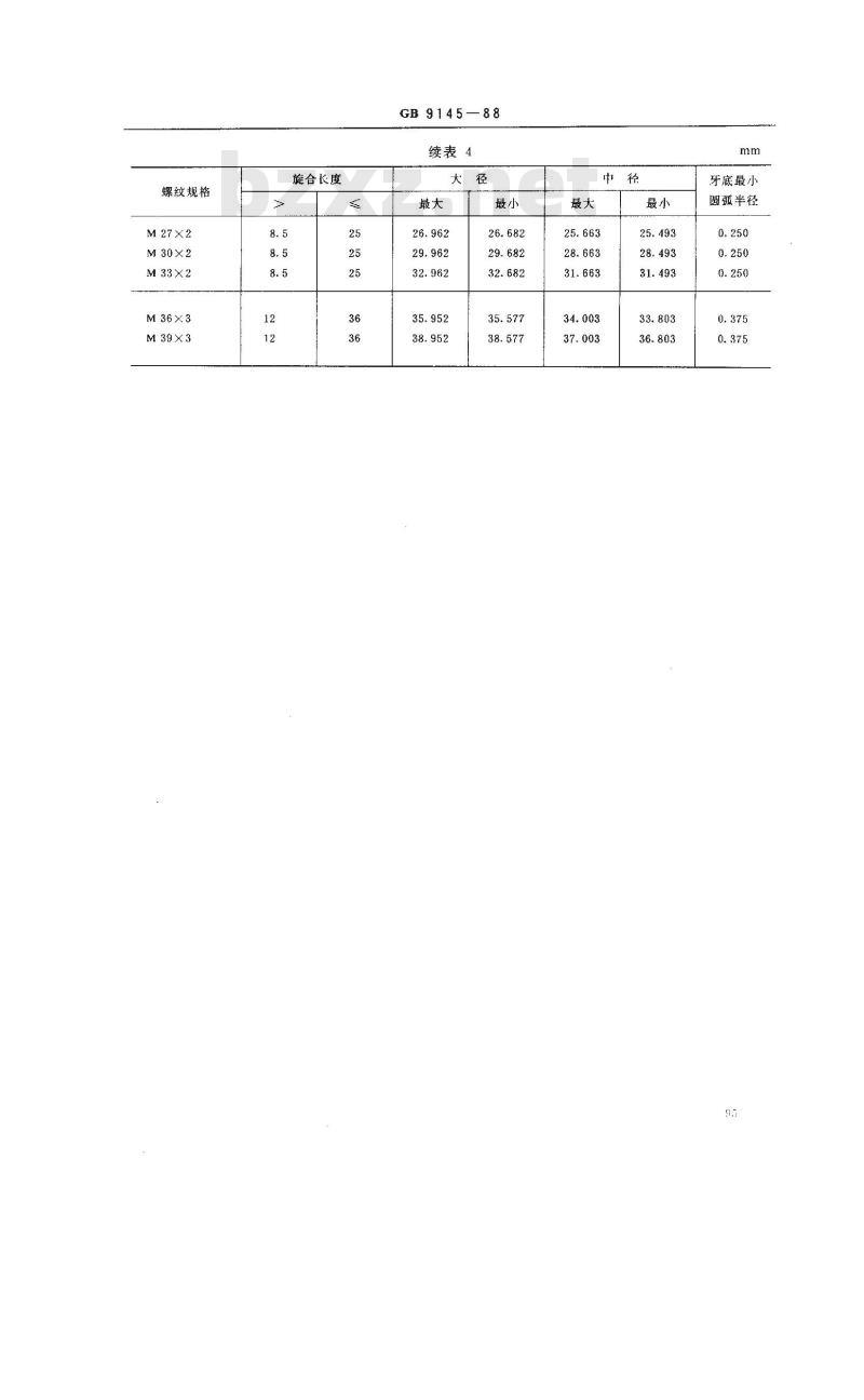 GB/T 9145-1988 商品紧固件的中等精度普通螺纹极限尺寸