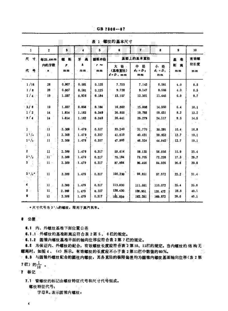 GB/T 7306-1987 用螺纹密封的管螺纹
