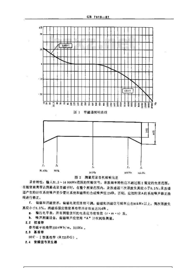 GB/T 7310-1987 盒式录音磁带电性能与机械性能测量方法