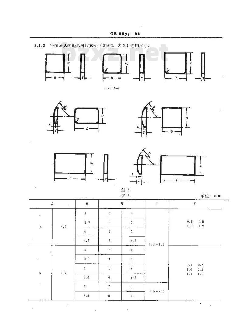 GB/T 5587-1985 银基电触头基本形状、尺寸、符号及标注
