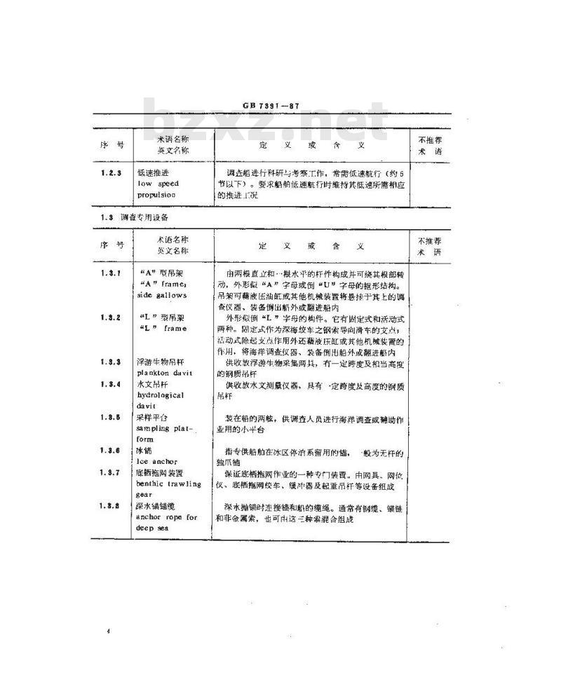 GB/T 7391-1987 海洋调查船术语