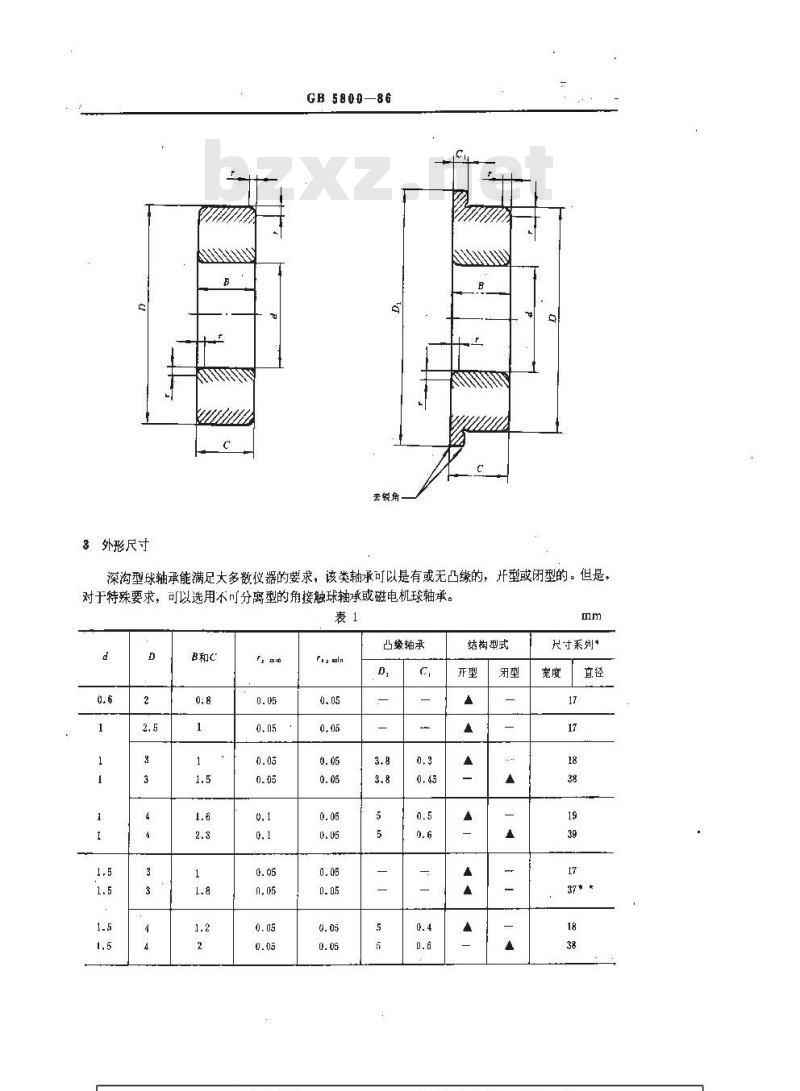 GB/T 5800-1986 滚动轴承 仪器精密轴承