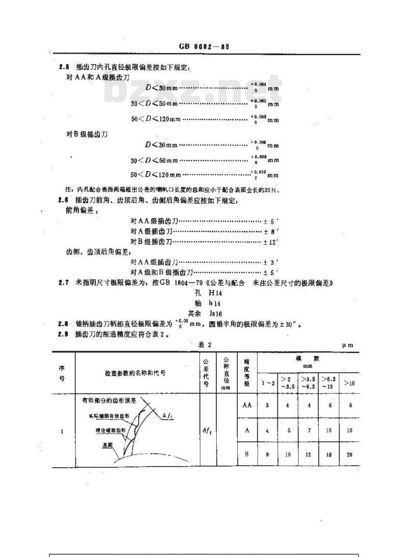 GB/T 6082-1985 直齿插齿刀通用技术条件